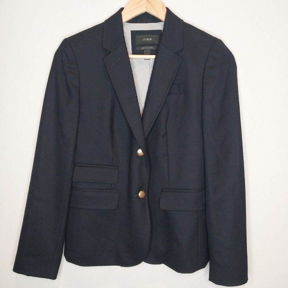 J. Crew Black Wool Blazer Schoolboy Lined Jacket Women's‎ Size 2